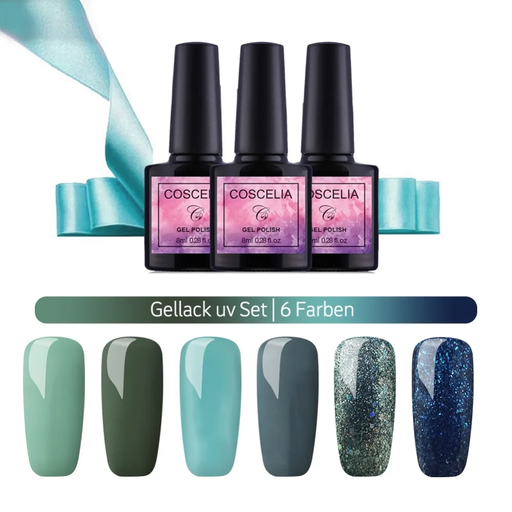 

6Pcs/Set Coscelia 8 ml Top Sale Super Nail Gel Polish 40 Colors For Choose Permanent Gel Varnishes Gel Hybrid Varnish