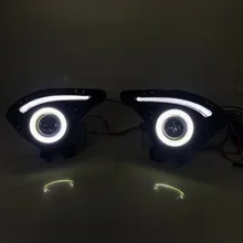 RQXR противотуманная фара вождение свет в сборе для Mazda 2 demio cob angel eye светодиодные дневные ходовые огни сигнал поворота