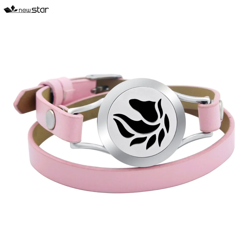 NS-BS090-4 Diffuser Leather Locket Bracelet_