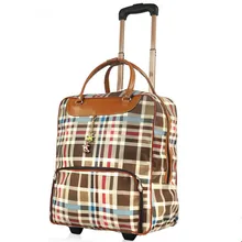 Free Shipping New arrival large capacity vintage the trend of trolley Luggage waterproof bag travel bag Plaid PU boarding bags