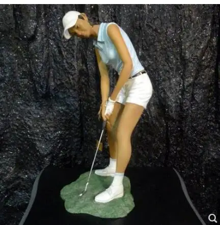 Golf clubhouse sculpture statue decoration resin crafts sports fig Golfing lady business gift figures home resin crafts articles