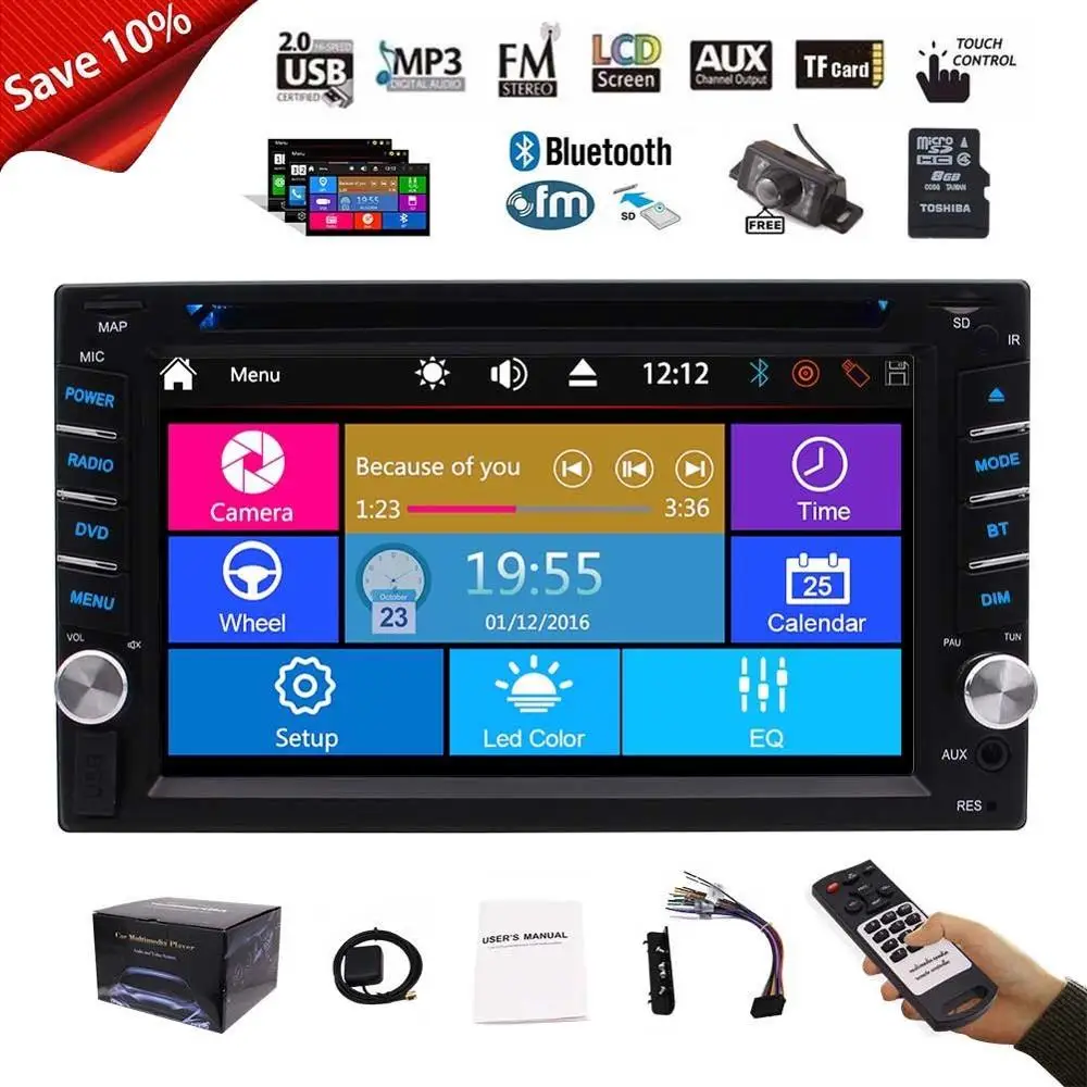 car audio Multimedia 2 Din Car Stereo CD/DVD Player Head Unit touch screen GPS Navigation/BT/USB/SD/AM/FM Radio Reverse Camera car audio Multimedia 2 Din Car Stereo CD/DVD Player Head Unit touch screen GPS Navigation/BT/USB/SD/AM/FM Radio Reverse Camera