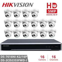 Hikvision 16CH сеть POE NVR комплект видеонаблюдения системы 16CH NVR + 16 шт. камера 5MP IP ночное видение набор для наблюдения