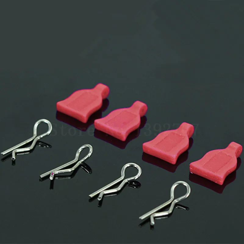 4Sets RC Racing Aluminum EZ Pulls (4) Body Clips (4) For 1/10 Scale Models Remote Control Cars