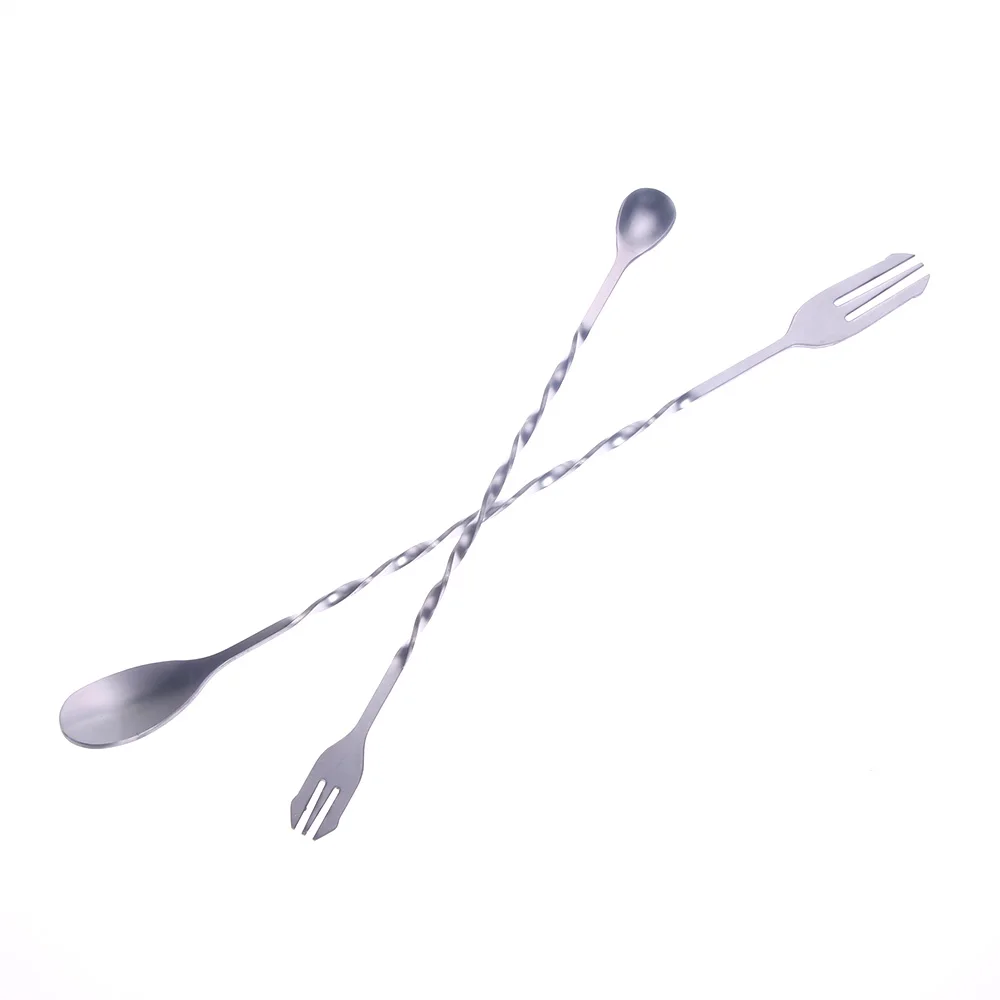 26cm Cocktail Pick Swizzle Sticks Stirrer Bar Spoon Mixing Fork Drink