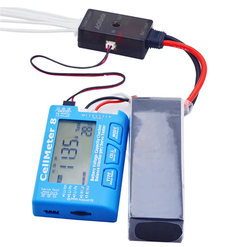 AOKoda CellMeter 8 батарея для проверки с аккумулятором Баланс напряжения сервопривод тестер разрядник для RC моделей Lipo Зарядка батареи