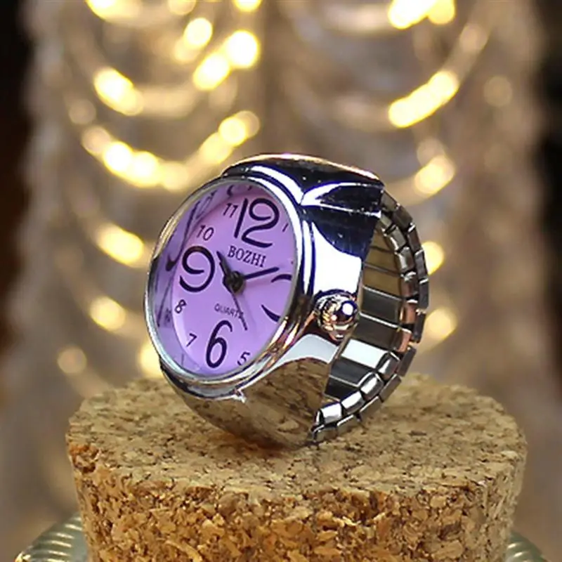 Горячие персонализированные унисекс пара кольцо часы креативные эластичные из нержавеющей стали палец часы