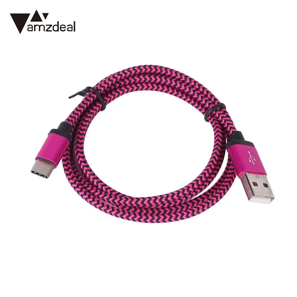 Amzdeal 1 متر نوع c 3.1 إلى النايلون مضفر USB-C سريع السريع شحن تهمة كابل بيانات عالية السرعة