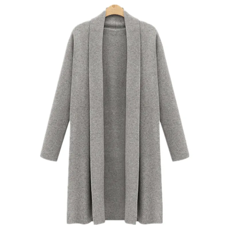 Autumn Winter Knitted Long Cardigan Women Long Sleeve Wool