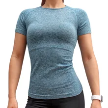 Йога рубашка Женская Спортивная Джерси Спортивная для женщин тренажерный зал Топ Фитнес дышащий Тонкий Спортивная, с коротким рукавом спортивная