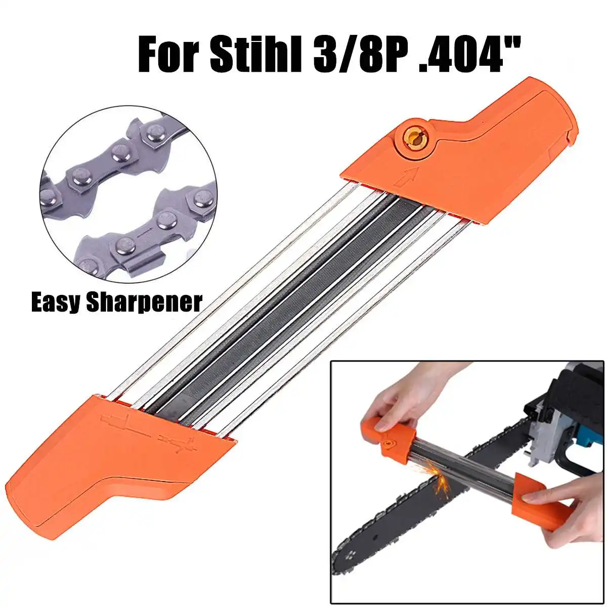 

2 IN 1 Easy Chainsaw Chain File Sharpener with 5.5mm 7/32 File 3/8P .404" Replace for Stihl Chain Grinding Tool Sharpener