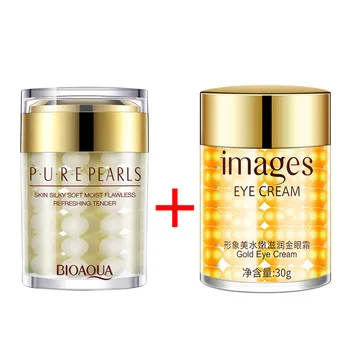 

Pearls Face Cream Whitening Moisturizing Anti Wrinkle + Gold Eye Cream Dark Circles Remover Eye Bag Skin Care