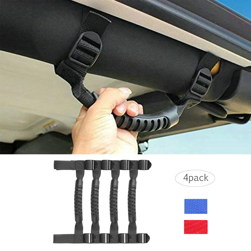 4pcs Set Black Heavy Duty Roll Bar Grab Handles For 2018 Jeep Wrangler JL JLU
