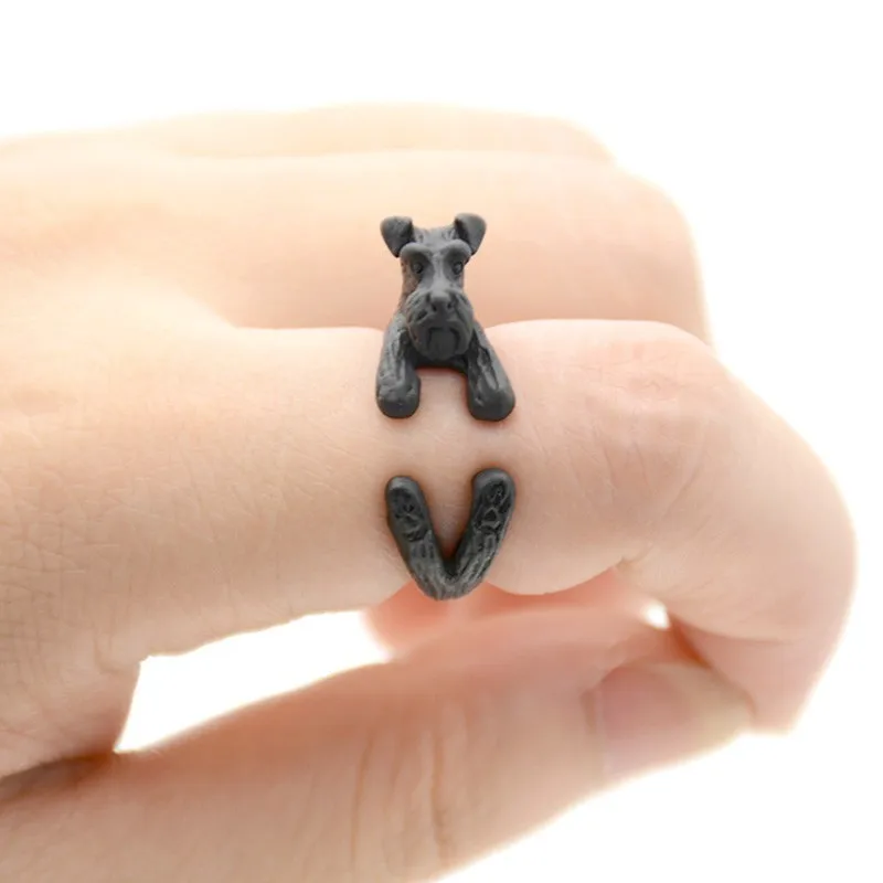 Fei Ye лапы миниатюрные Шнауцер и крыс терьер собака кольцо Мужчины Anel животное собака обручальные кольца в подарок для женщин девушки друзья кольцо - Цвет основного камня: Black Gun