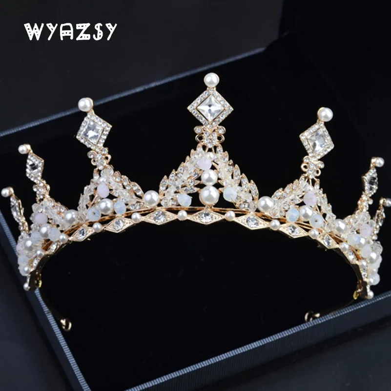 

New Full AAA Clear Cubic Zirconia Sparking Brides Wedding Crown Tiaras Marquise-Cut Zircon CZ Princess Prom Coronet Hair Jewelry