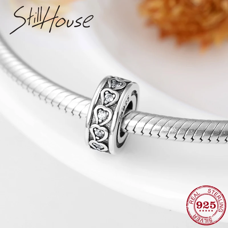 

Clear CZ Heart round Stopper spacer beads 2018 Fashion 925 Sterling Silver Fit Original Pandora Charm Bracelet Jewelry making