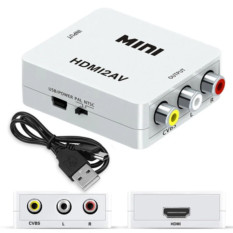 HDMI к RCA видео конвертер 1080P HDMI2AV HDMI AV композитный адаптер конвертер коробка поддержка NTSC PAL для ТВ PS4 черный белый