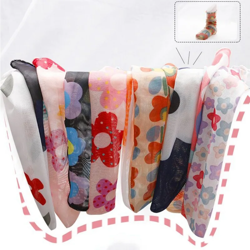 

Spring Summer Autumn Baby Girls Stockings Fashion Cute Casual Korean Version Japanese Version Flower Pattern Thin Gauze Socks