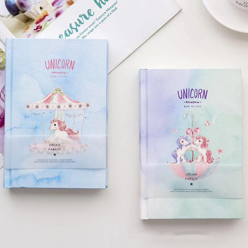 

Happy Unicorn Hardcover Diary 12.8*18.8cm 128P Colorful Paper Design Notebook Children Gift Free Shipping