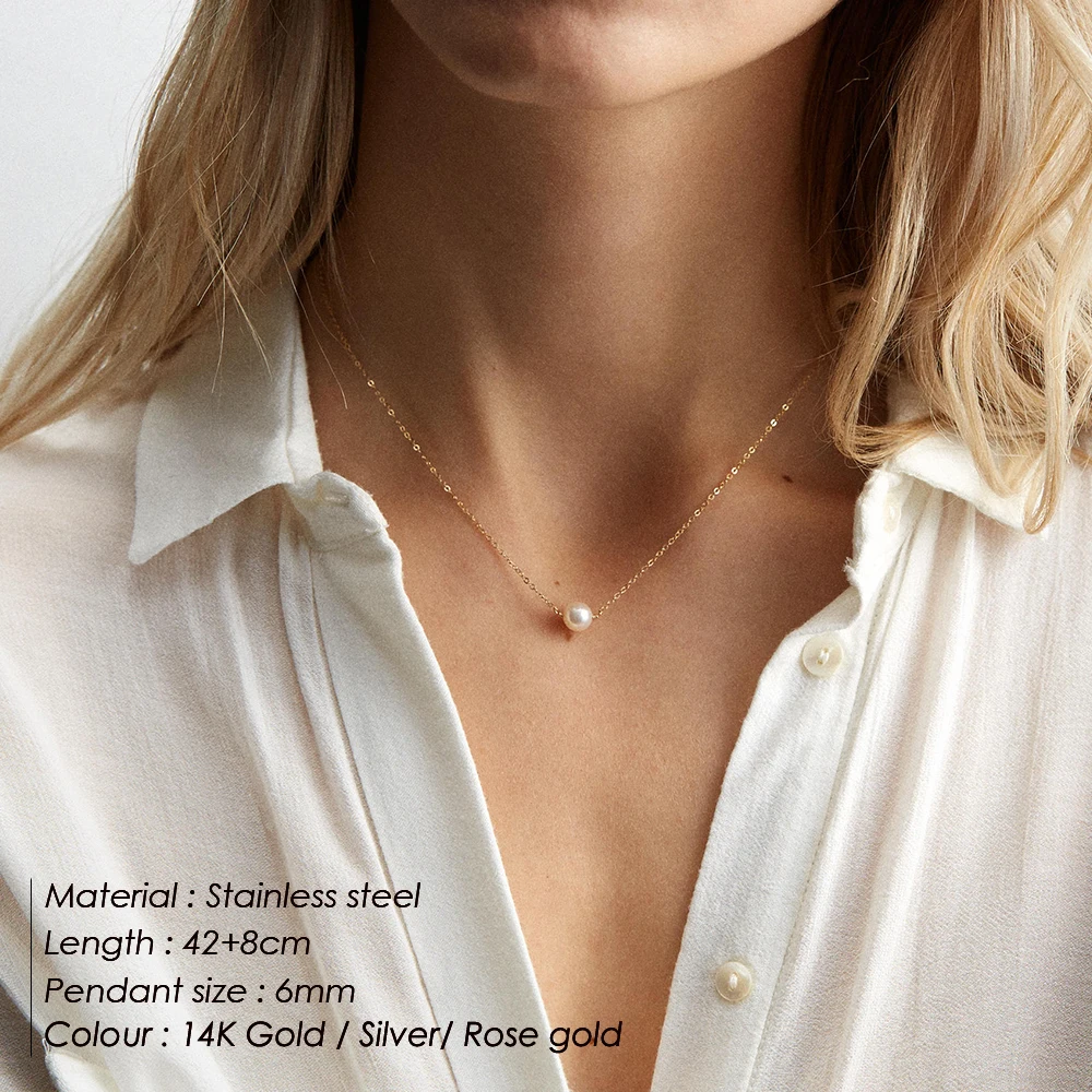Imitation Pearl Pendant Choker Necklace 