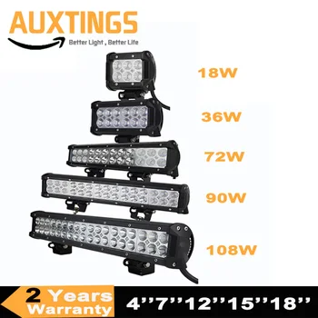 

4 7 12 15 18 inch 18W 36W 72W 90W 108W LED Work Light Bar for Motorcycle Tractor Boat Off Road 4WD 4x4 Truck SUV ATV
