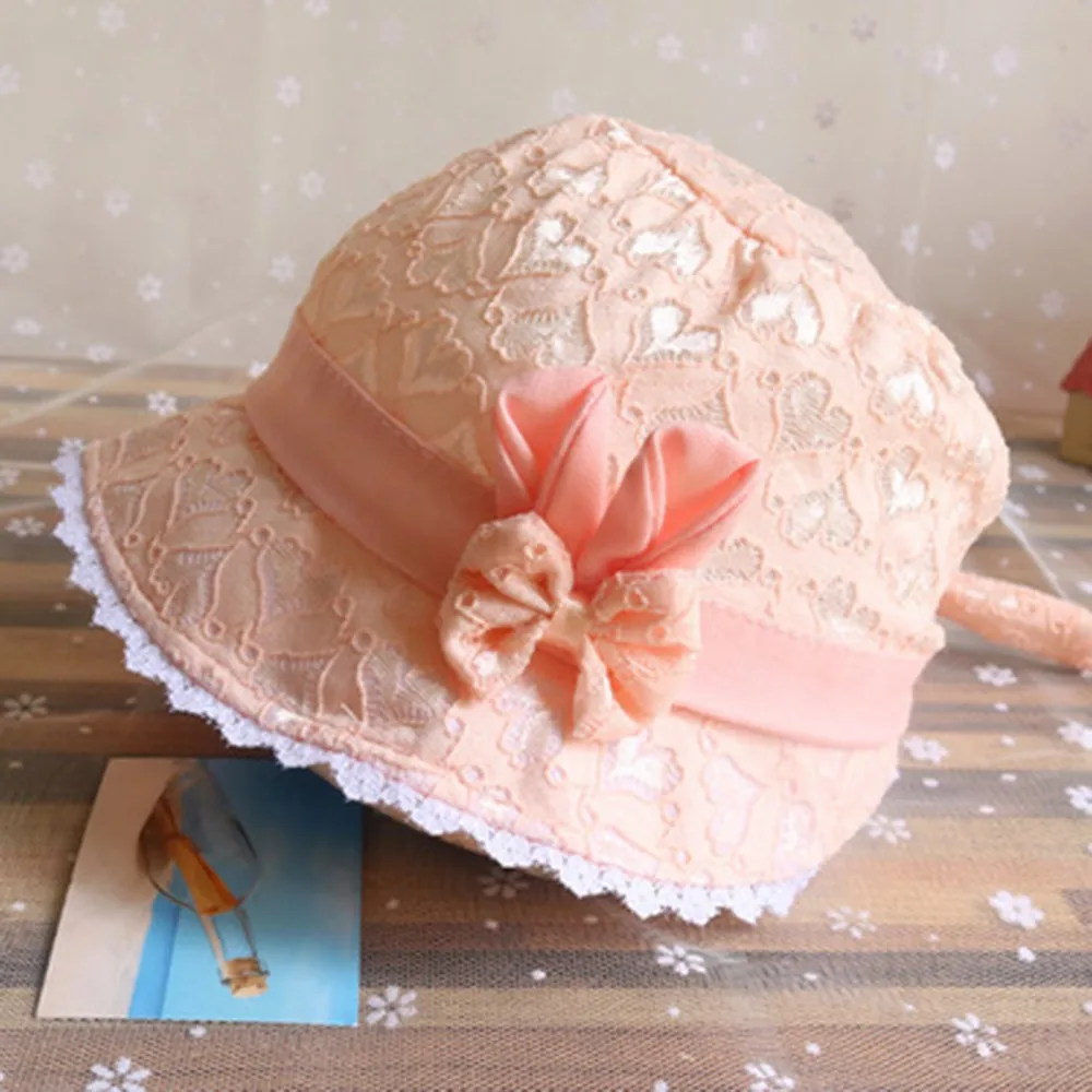 MUQGEW/детская шляпа для маленьких девочек; летняя кружевная Кепка с бантом и рисунком для маленьких мальчиков и девочек; коллекция года; модная кепка Панама с принтом в виде сердца персикового цвета