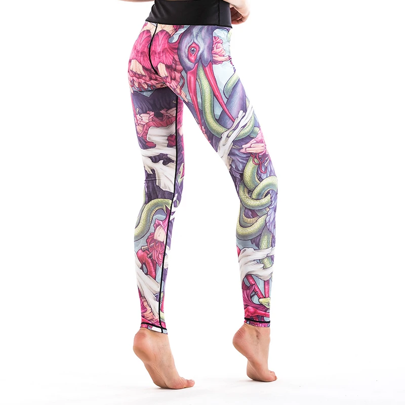 Floral Print High Waist Compression Yoga Pants Wide Waistband Quick Dry Striped Workout Yoga Leggings Fitness Apparal Gym Wear (12)