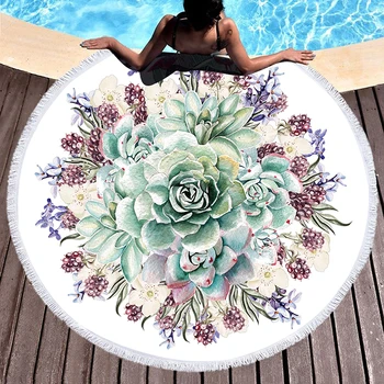 

Round Large Beach+towels for Travel 1500MM Polyester Cactus Bath Towels for Adults Summer Face Towels Cotton Toalla Playa E1