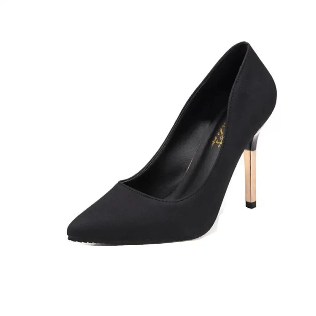 

GAORUI autumn new pepper slim women's high heel pointy stilettos temperament sweet shoes slip-on party pumps black pink grey