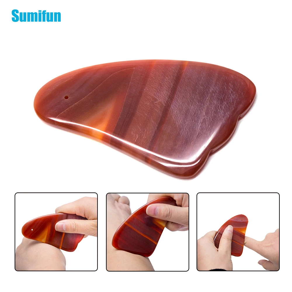 

Sumifun Chinese Agate GuaSha Scraping Board Set Massage Tools for SPA Salon Acupuncture Therapy Trigger Point Treatment C1432