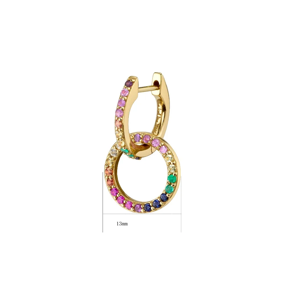 

2019 New Arrival two round earring Trendy nice gold color Long Chain Link Dangle Earrings For Women Brincos