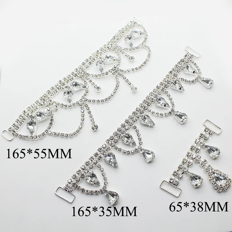 

1pc/lot 160MM Metal Rhinestone Chain Bikini Buckle Connectors Buckles Clothing for Shoes Decoration Beachwear Connector