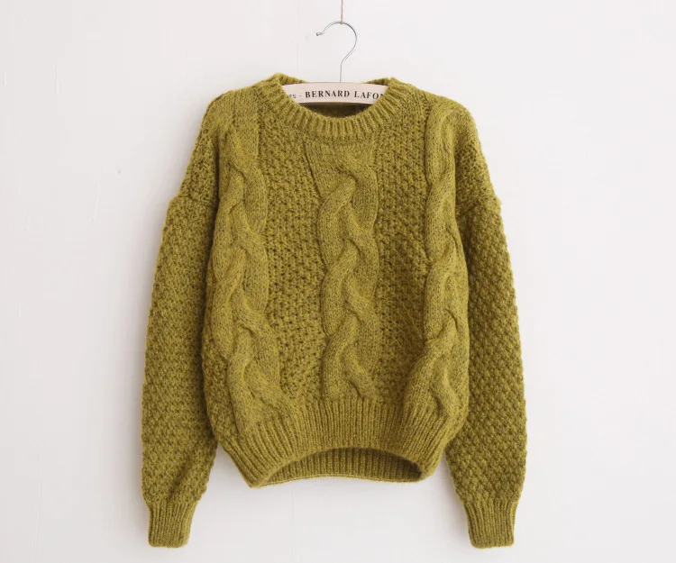 H.SA Winter Warm Sweaters and Twisted Pullovers Women Casual Short Feminino Knitted Sweater Jumpers Cheap Sweaters China sueter - Цвет: JH8731 Green