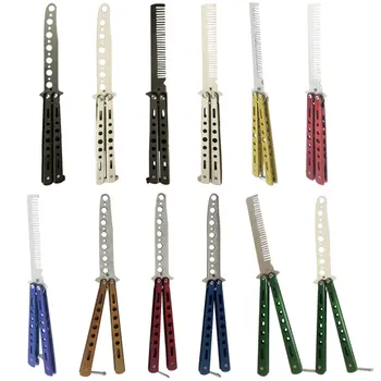 

Stainless Steel Practice Butterfly Knife Comb Flings Tool Balisong Trainer Training Practice Butterfly Style Dull Blade Knife