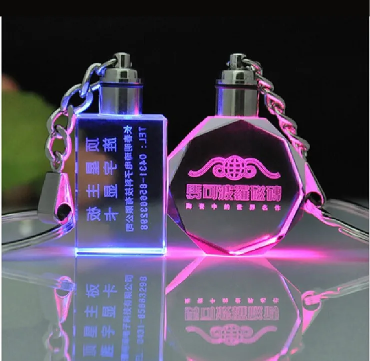 Top Customized Fashion Laser Engraving LOGO Crystal Keychains Octagonal Shaped LED Key Chain Key Ring for Wedding Xmas Birthday Gift 5 Top Customized Fashion Laser Engraving LOGO Crystal Keychains Octagonal Shaped LED Key Chain Key Ring for Wedding Xmas Birthday Gift 5