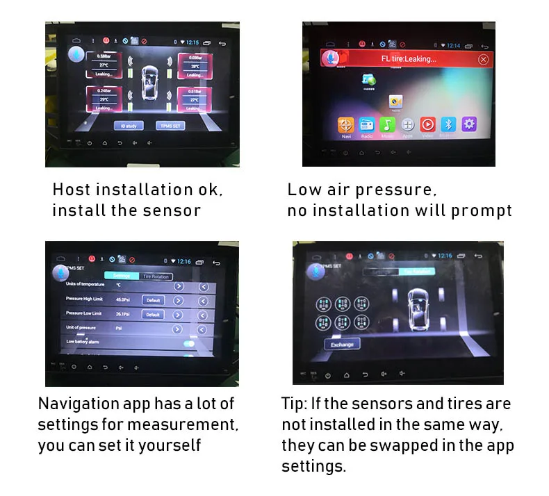 Infitary автомобильный TPMS для Android навигационная система контроля давления в шинах комплект USB интерфейс с 4 датчиками охранная сигнализация