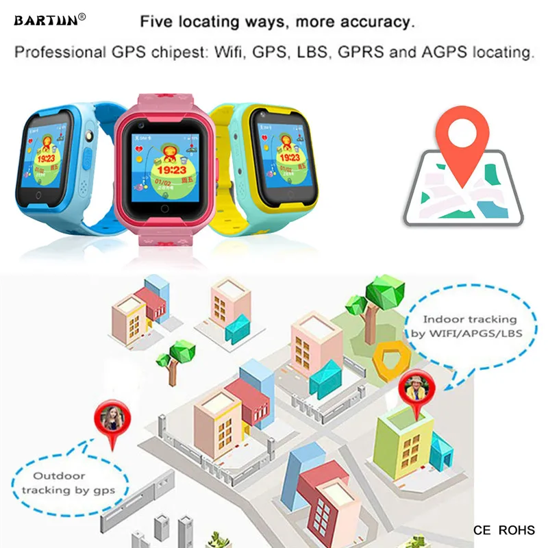 Новый смарт трекер активности 4G GPS часы Водонепроницаемый сенсорный экран AGPS LBS