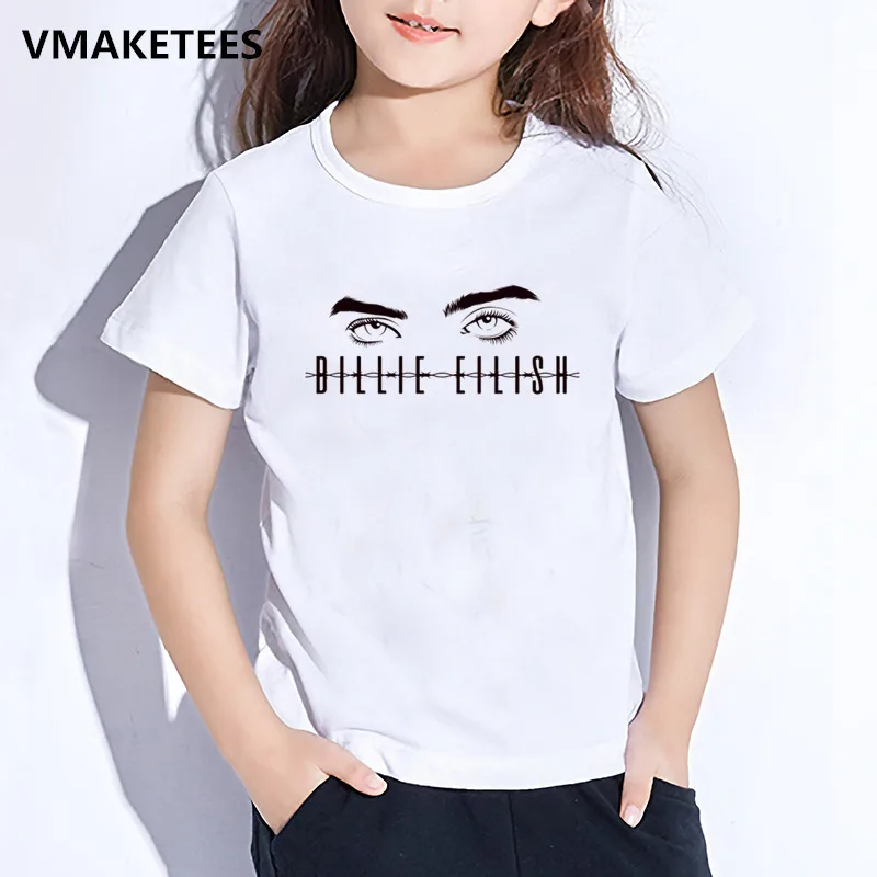 Детская летняя футболка с короткими рукавами для мальчиков и девочек детская футболка с принтом Billie Eilish модная повседневная одежда для малышей HKP5265