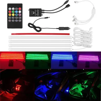

Car Decoration Lamp Bulbs Four in One Atmosphere Lights Colorful Voice Control Lights LED Strip Light Music Rhythm Light