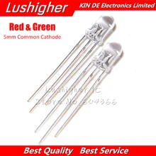 100 шт. светодиодный 5 мм круглый рассеянный двухцветный красный и зеленый общий катод светодиодный светильник-диод