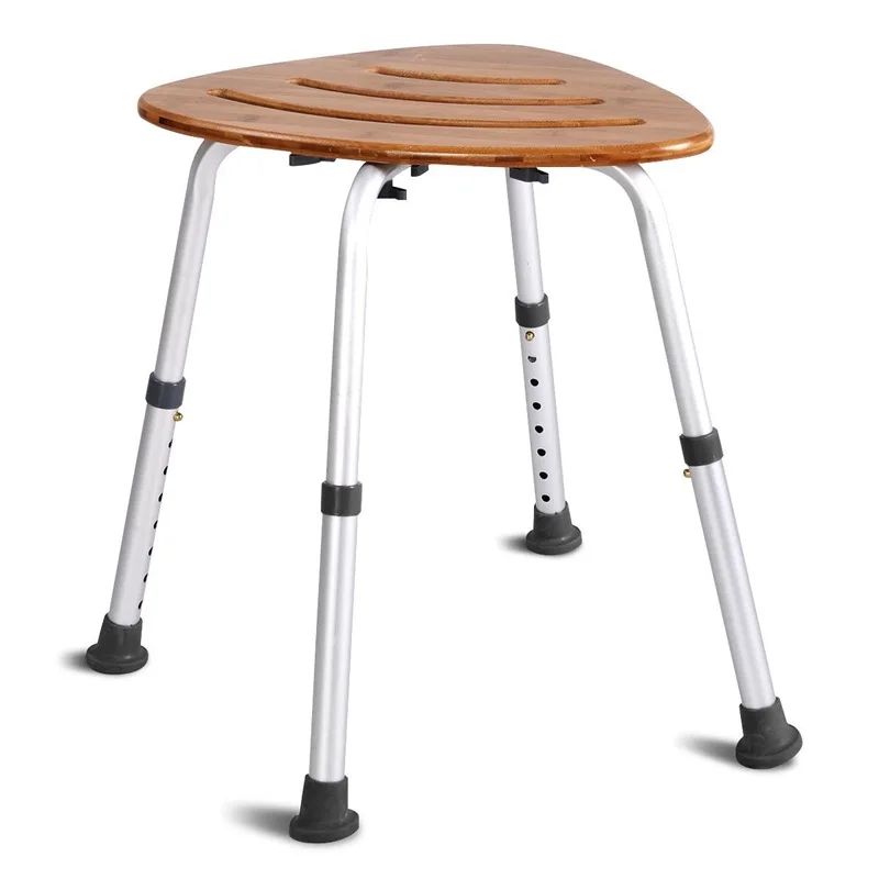 Best Bathroom Furniture Toilet Stool Metalic Fanshaped Bamboo Bath Seats Shower Chair BA7007