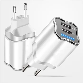 

SOONHUA Portable 5V 2A Dual USB White Universal Quick Charging Adapter LED Light Display Wall Charger Travel For iPhone Samsung