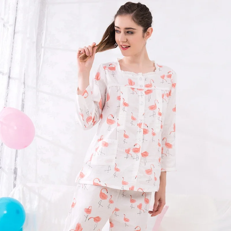 

Cotton Postpartum Women Lactation Pajamas Home Leisure Maternity Nightwear Breastfeeding Nursing Pajamas for Pregnant Women