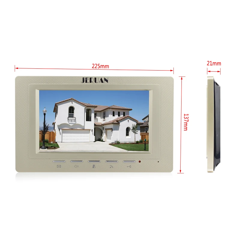 JERUAN 7 дюймов ЖК-дисплей видео домофон Системы + 3 мониторы + Водонепроницаемый RFID Доступа Камера + пульт + мощность + электрический замок
