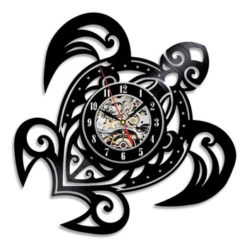 

2019 Saat Animal Wall Clock Home Decoration Accessories Modern Design Sea Turtle 3d Stickers Vinyl Record Clocks Watch Silent
