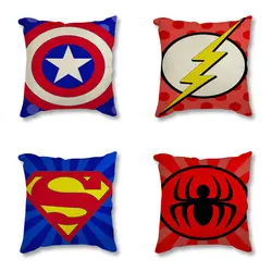 Бэтмен Супермен Капитан Америка минималистичный Ar мультфильм Супергерои Логотип Печатный декоративный Чехол на подушку декоративная