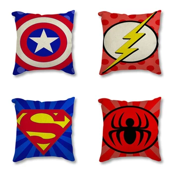 

Batman Superman Captain America Minimalist Ar Cartoon Superheroes Logo Printed Decorative Cushion Cover for Sofa Pillow Case