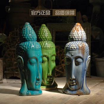 

Vintage ceramic buddha statue Thailand buddha head figurine home decor crafts room decoration object Entrance porcelain figurine