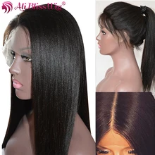 Glueless Yaki прямые полные кружевные человеческие волосы парики для женщин детские волосы светлые Yaki прямые полный парик шнурка бразильские Remy отбеленные узлы