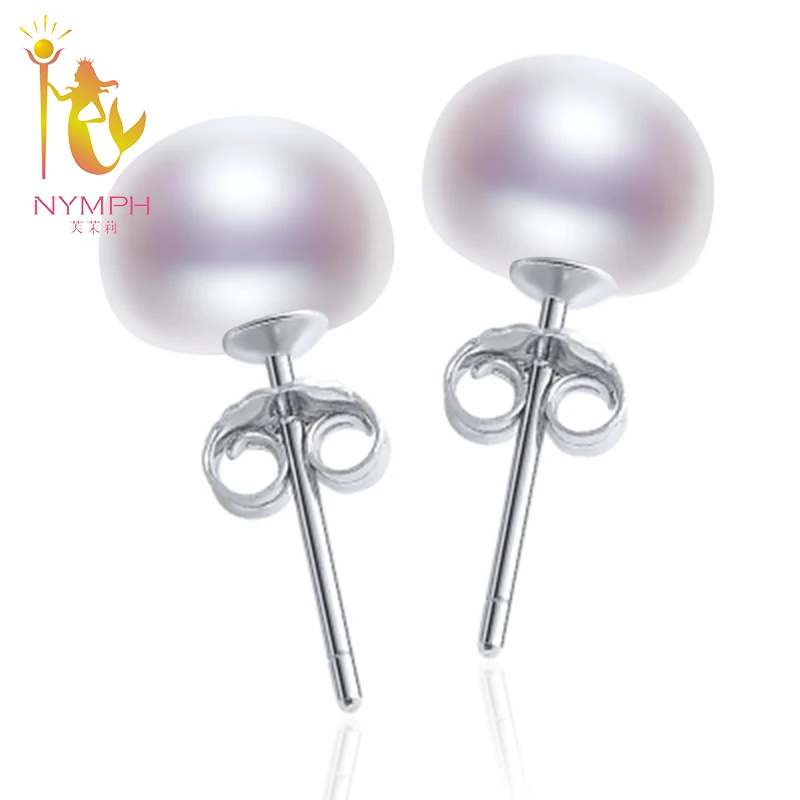 

[NYMPH] Sterling Silver Jewelry Pearl Earrings Natural Fresh water Pearl Stud Earrings Wedding Party Gift Women Girl [E25301]